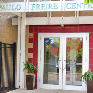 Photo of front door of Paulo Freire Center