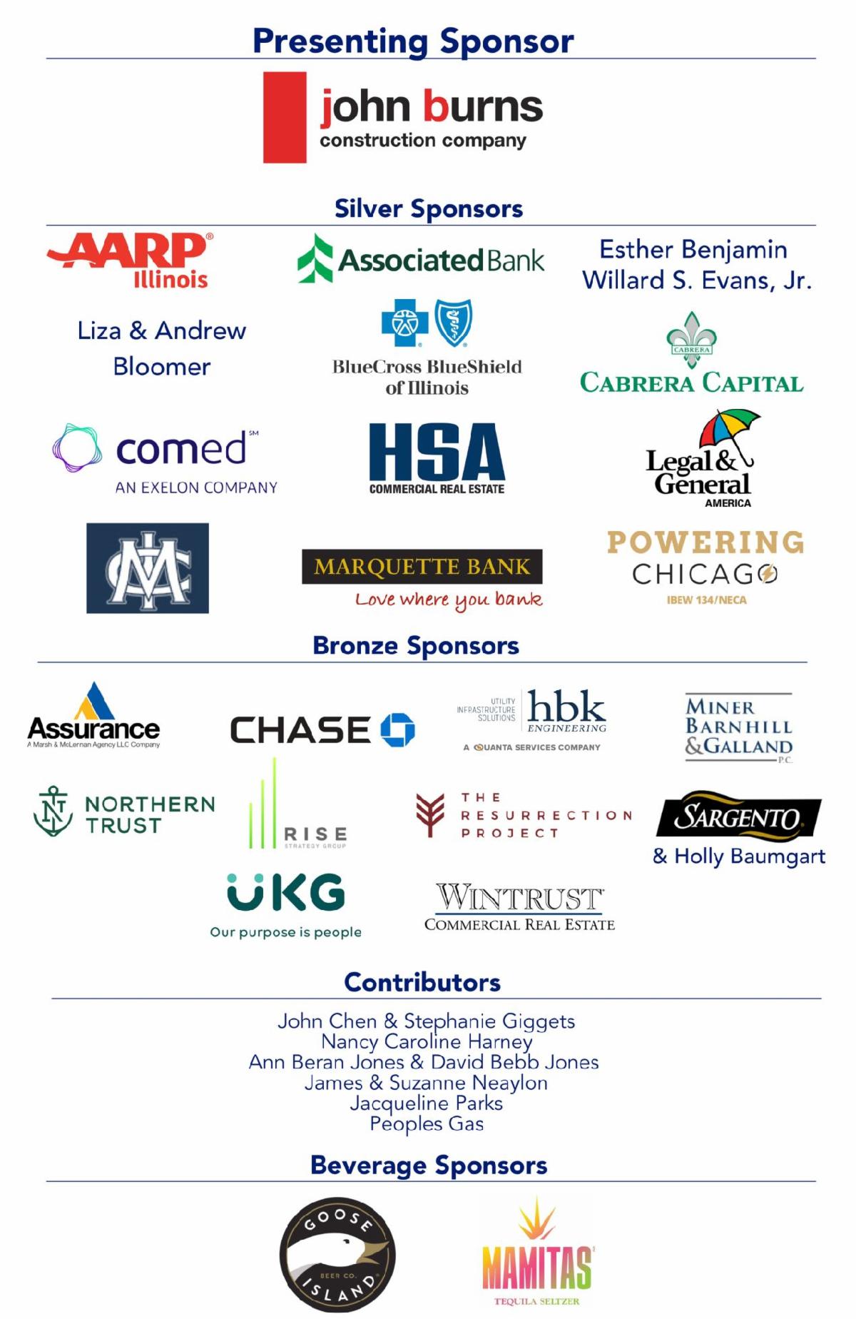 Chicago Commons Pour Out Your Heart 2022 Sponsors 