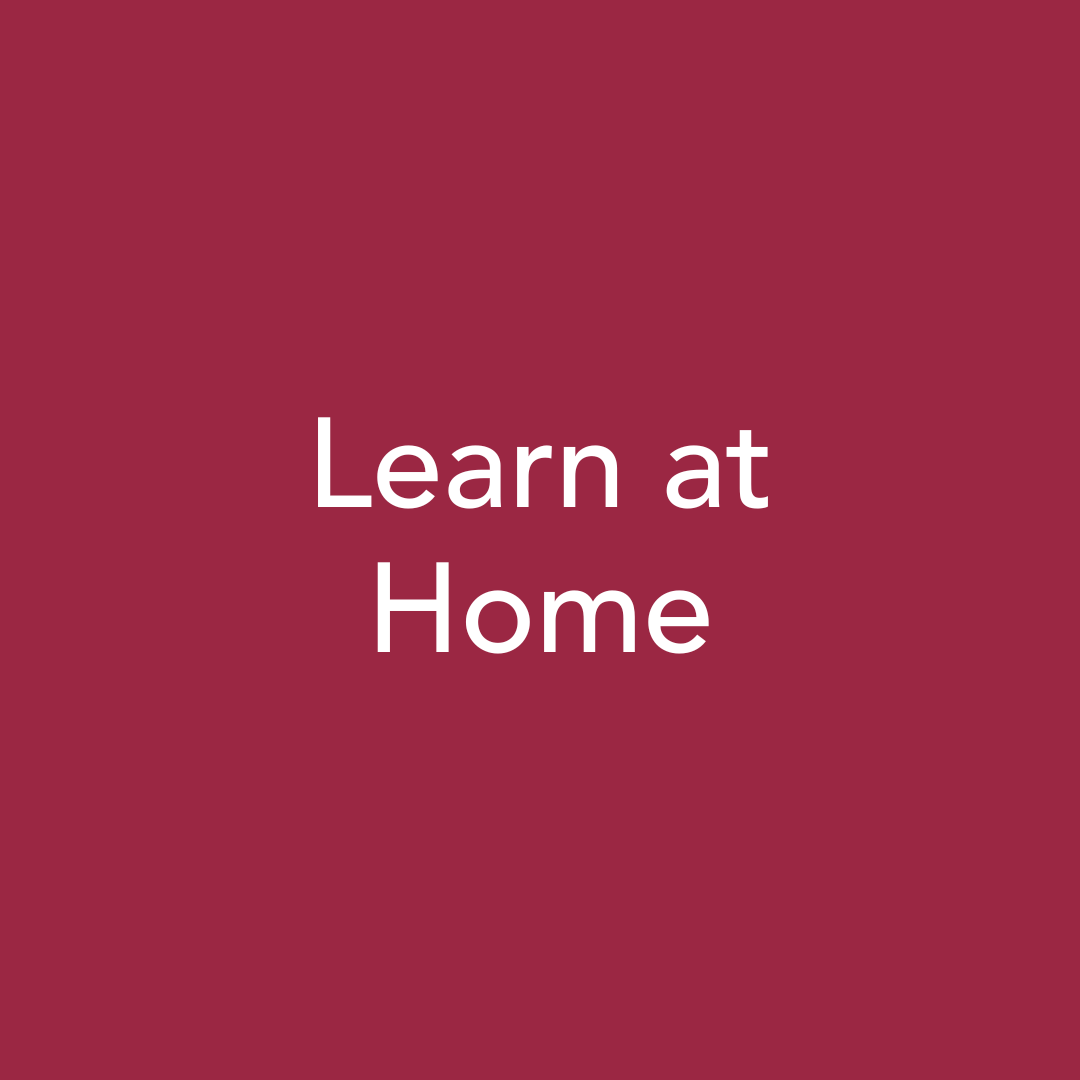 Learn at Home title page on a pink background